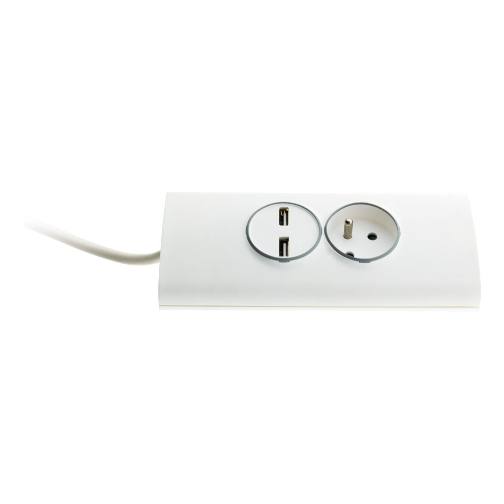 Multiprise d'angle 2P 16A + 2 USB précâblée - Otio