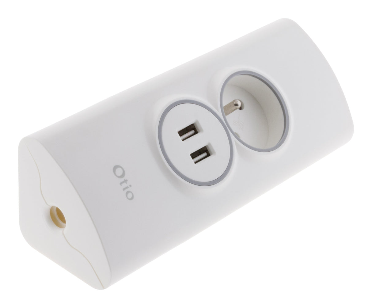 Multiprise d'angle 2P 16A + 2 USB à câbler - Blanc - Otio