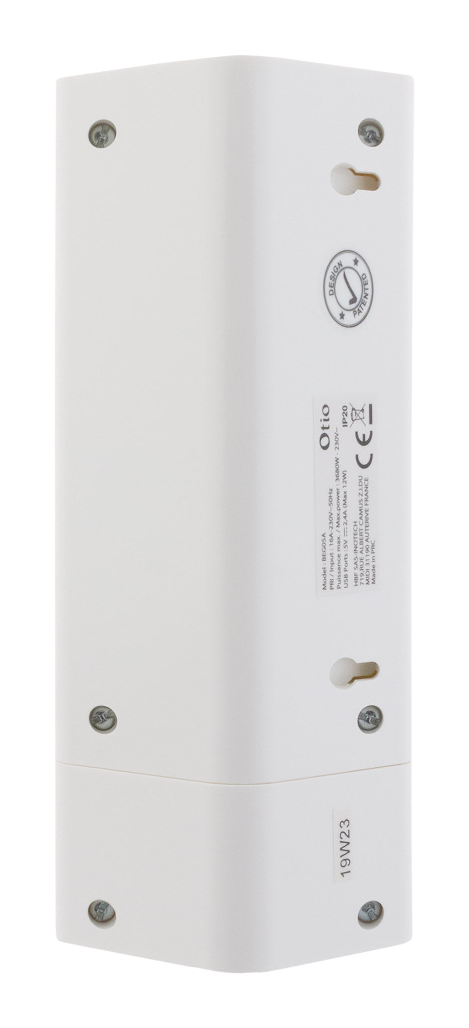 Multiprise d'angle 2P 16A + 2 USB à câbler - Blanc - Otio