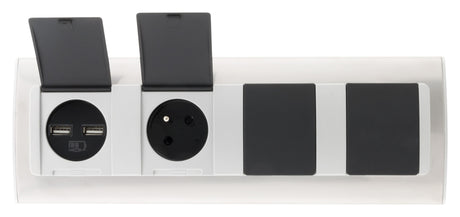 Multiprise d'angle avec clapets de Protection 3 prises + 2 USB - Aluminium - Otio