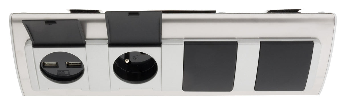 Multiprise d'angle avec clapets de Protection 3 prises + 2 USB - Aluminium - Otio