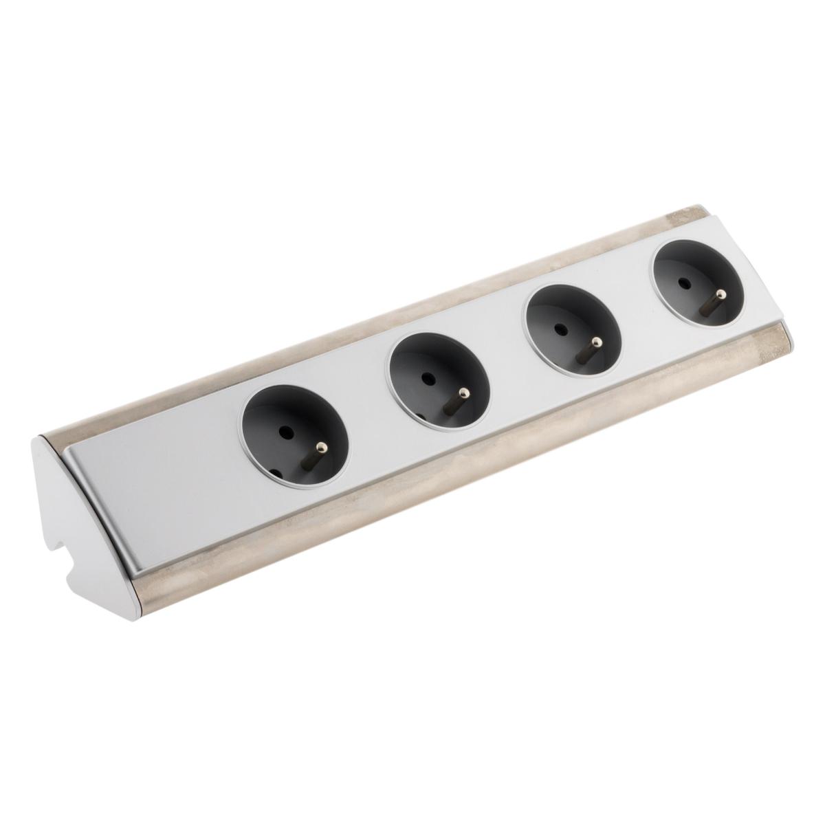 Bloc multiprise d'angle à câbler 4 prises 2P+T 3 680 W - inox - Otio