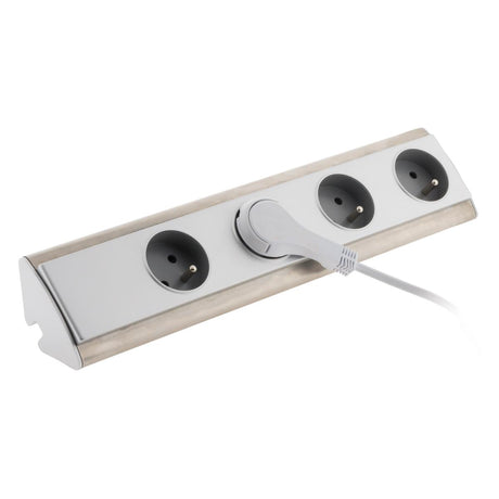 Bloc multiprise d'angle à câbler 4 prises 2P+T 3 680 W - inox - Otio