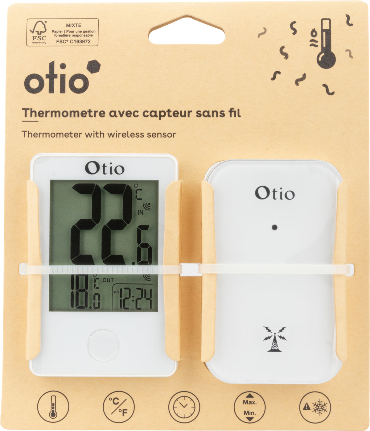 Thermomètre intérieur et extérieur sans fil - Otio
