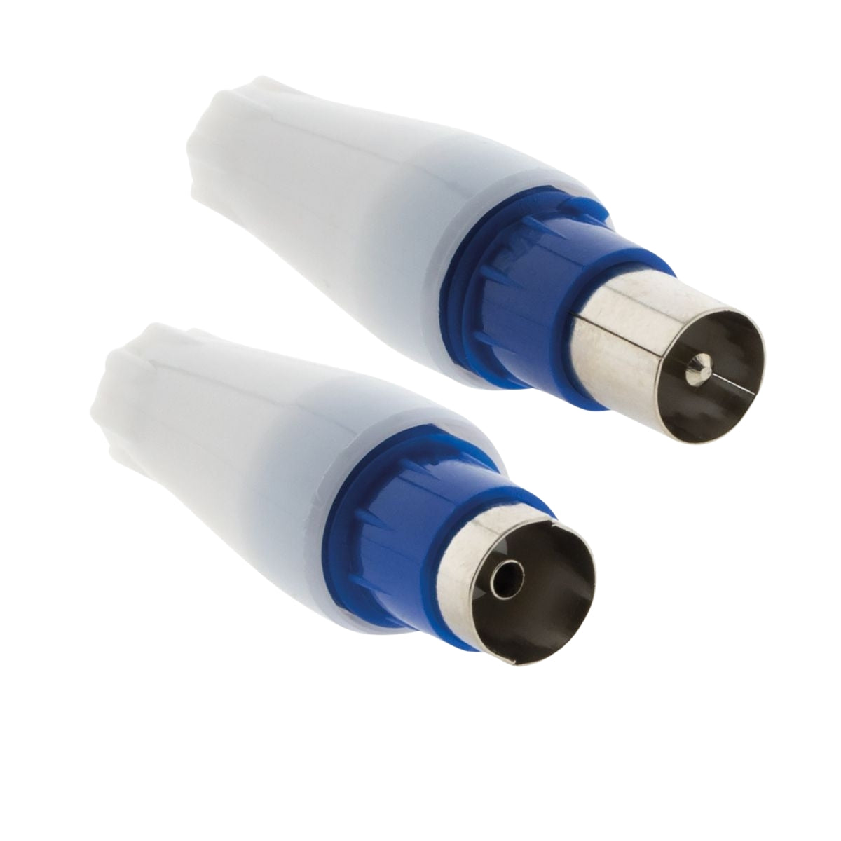 Lot de 2 fiches TV 1 mâle + 1 femelle Ø9,5mm sortie droite - Zenitech