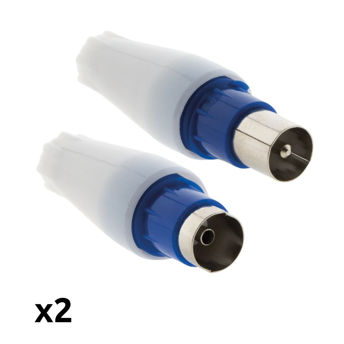 Lot de 2 fiches TV 1 mâle + 1 femelle Ø9,5mm sortie droite - Zenitech