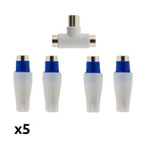 Lot de 5 fiches TV mâles + femelles + Té de dérivation Ø9,5mm - Zenitech