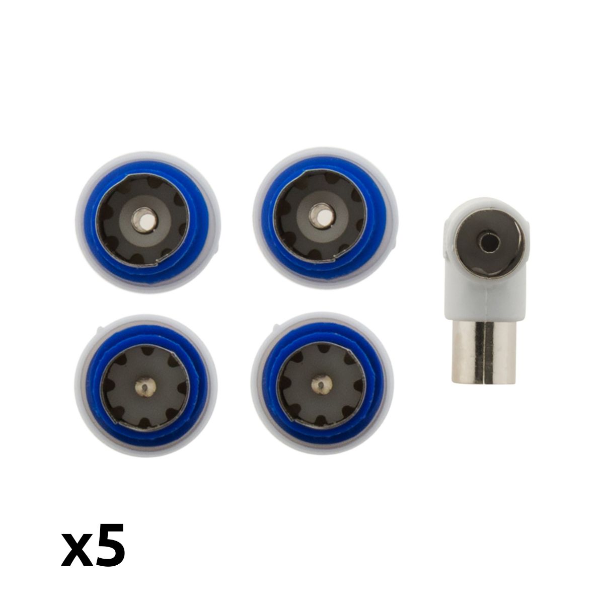 Lot de 5 fiches TV mâles + femelles + Té de dérivation Ø9,5mm - Zenitech