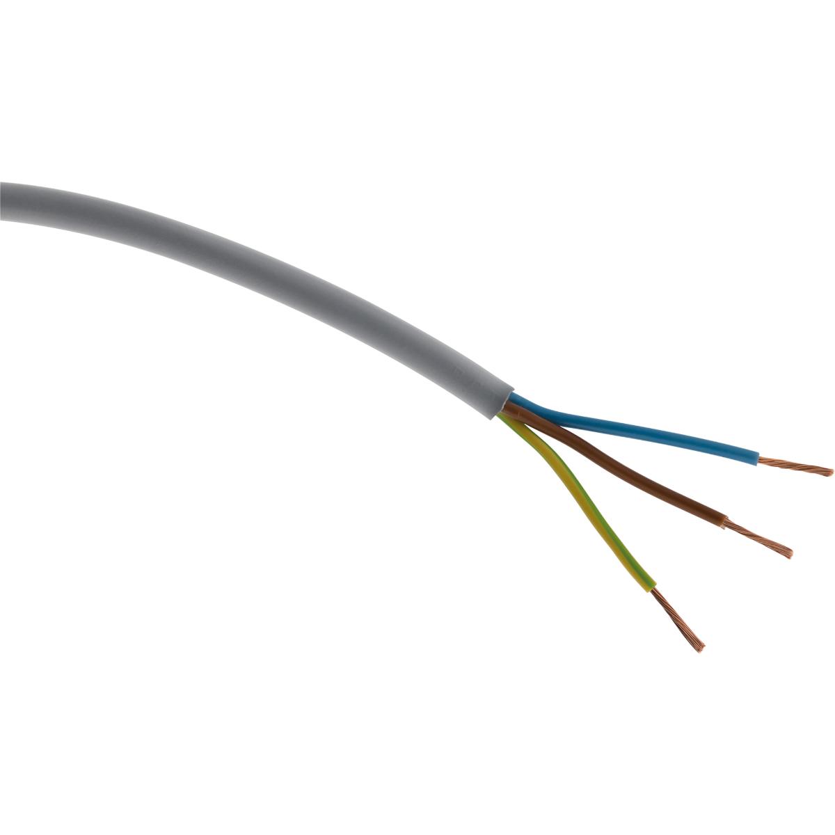 Câble d'alimentation électrique souple H05VV-F 3G2,5 mm² - gris - 60m - Zenitech