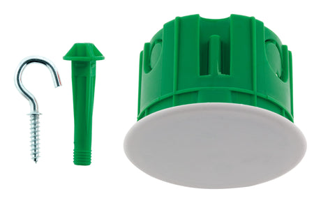 Boîte point de centre murs pleins Ø65mm + crochets suspension - Vert - Zenitech
