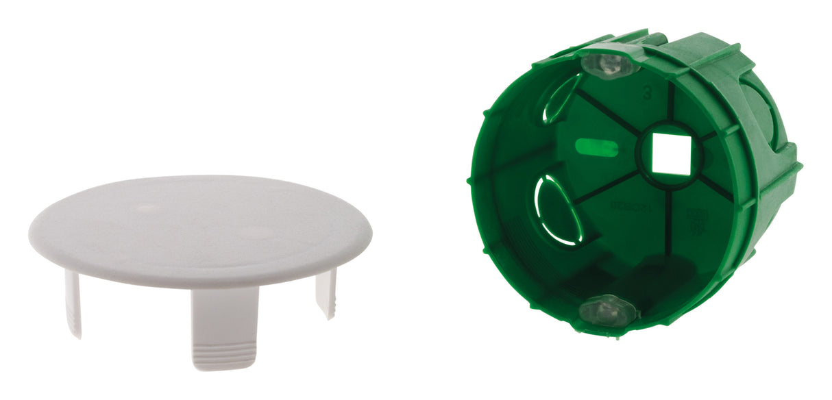 Boîte point de centre murs pleins Ø65mm + crochets suspension - Vert - Zenitech