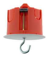 Boîte point de centre murs creux placo Ø65mm + crochet - Rouge - Zenitech