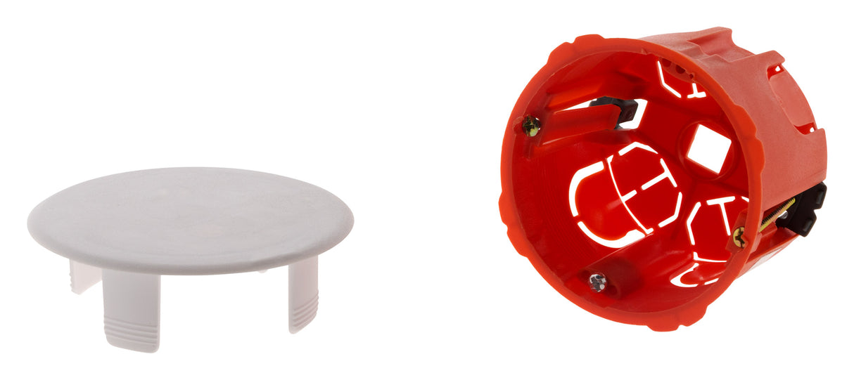 Boîte point de centre murs creux placo Ø65mm + crochet - Rouge - Zenitech