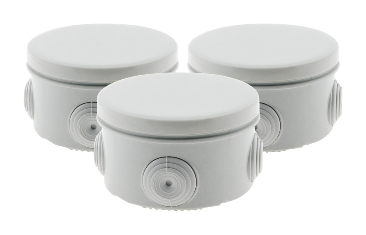 Lot 3 boîtes de dérivation IP55 Ø80x40mm - Gris - Zenitech