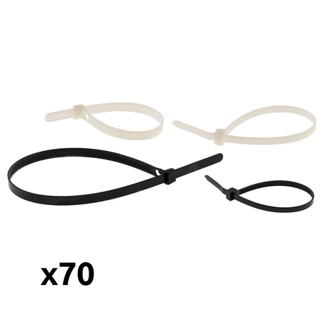 Lot de 70 colliers réutilisables - Noir et Blanc - Zenitech