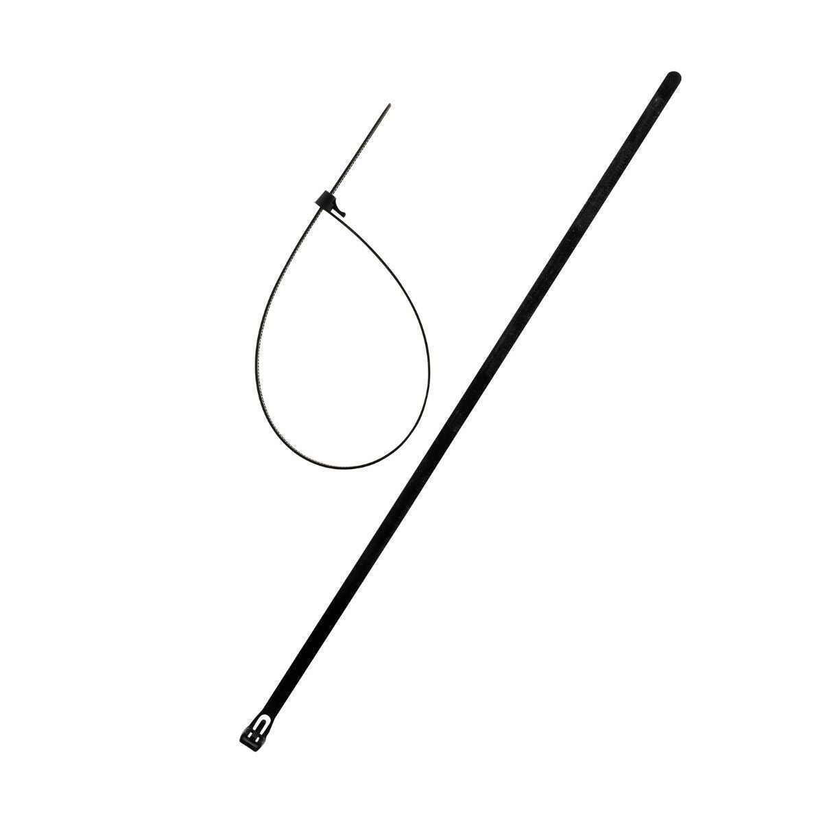 Lot de 50 colliers réutilisables 7,6x 200mm - Noir - Zenitech