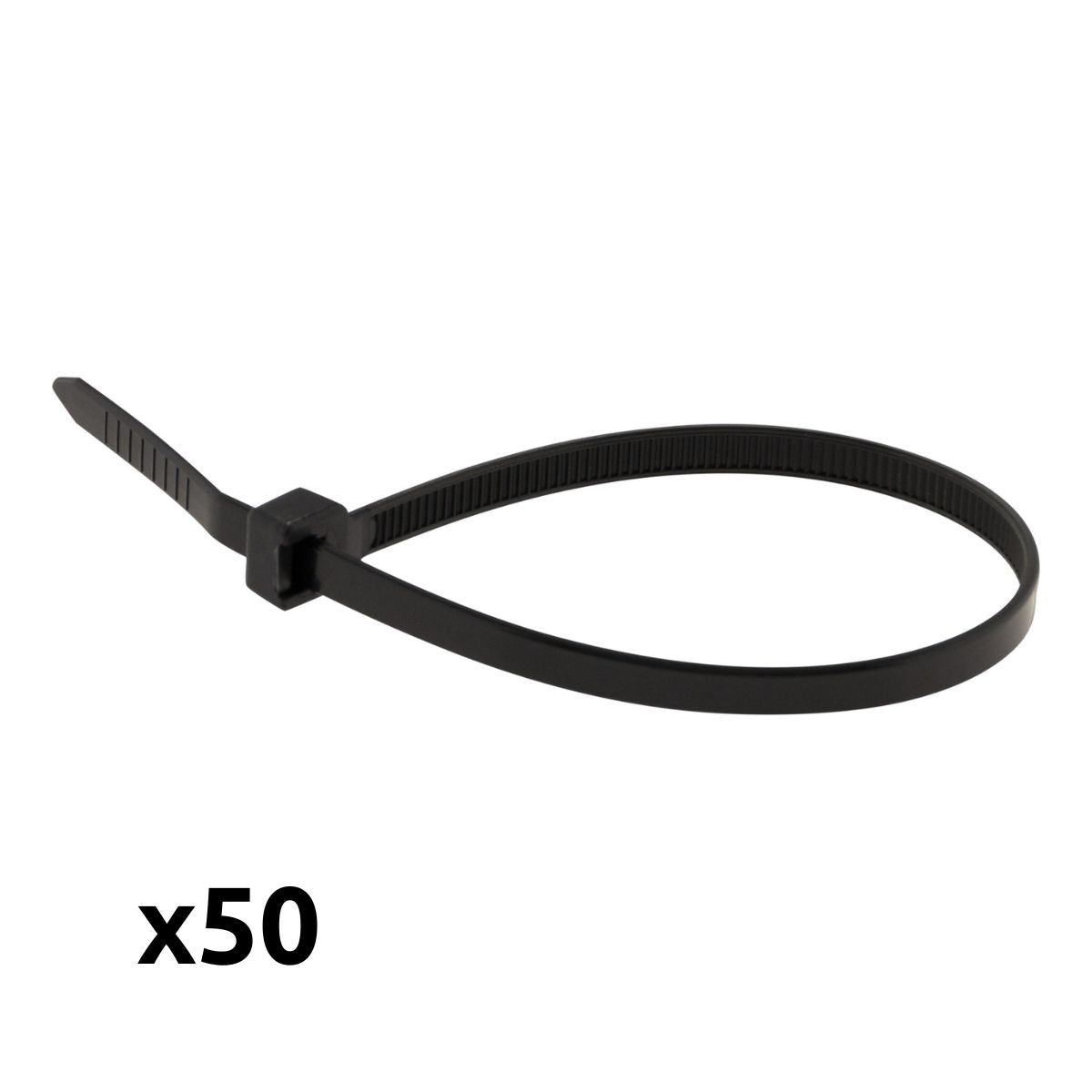 Lot de 50 colliers réutilisables 7,6x 200mm - Noir - Zenitech