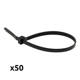 Lot de 50 colliers réutilisables 7,6x 200mm - Noir - Zenitech