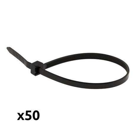 Lot de 50 colliers réutilisables 7,6x 200mm - Noir - Zenitech