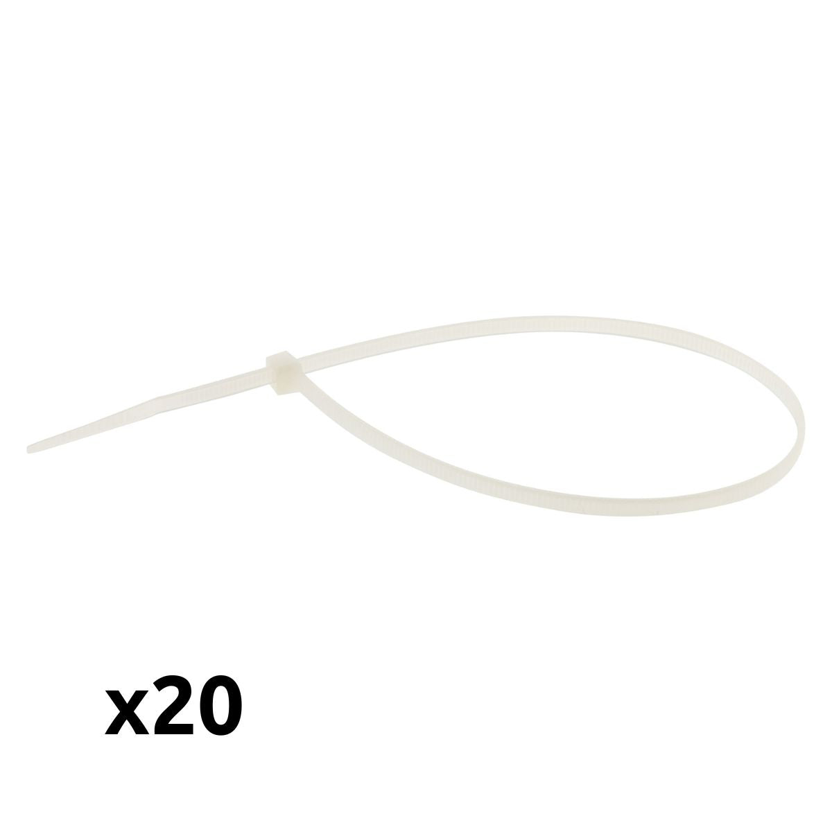 Lot de 20 colliers câblage 3,6x 300mm - Transparents - Zenitech
