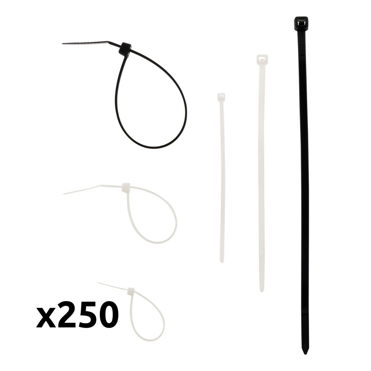 Lot de 250 colliers de câblage mixtes - Zenitech