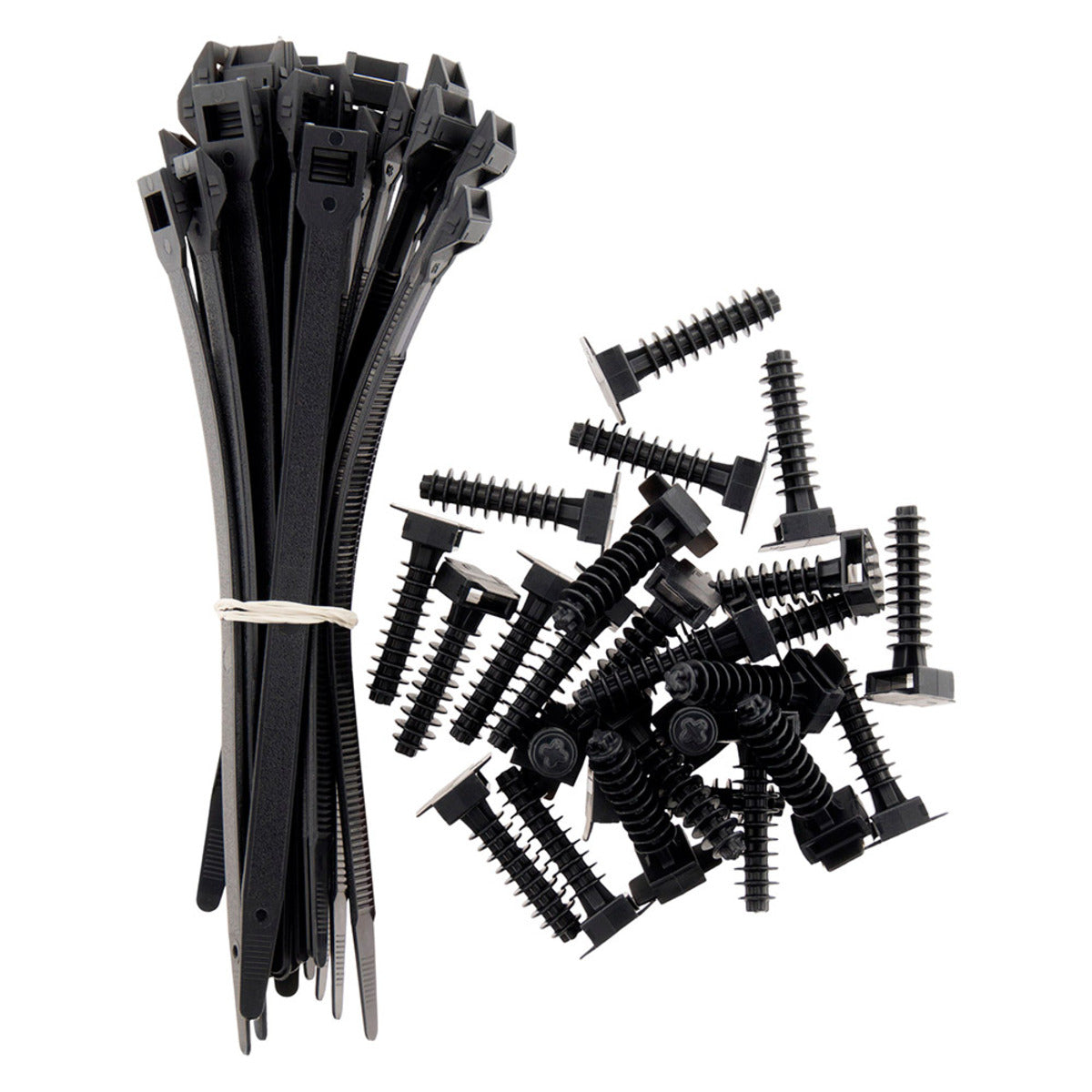 Lot de 25 colliers Noir 9x180mm + 25 embases - Zenitech