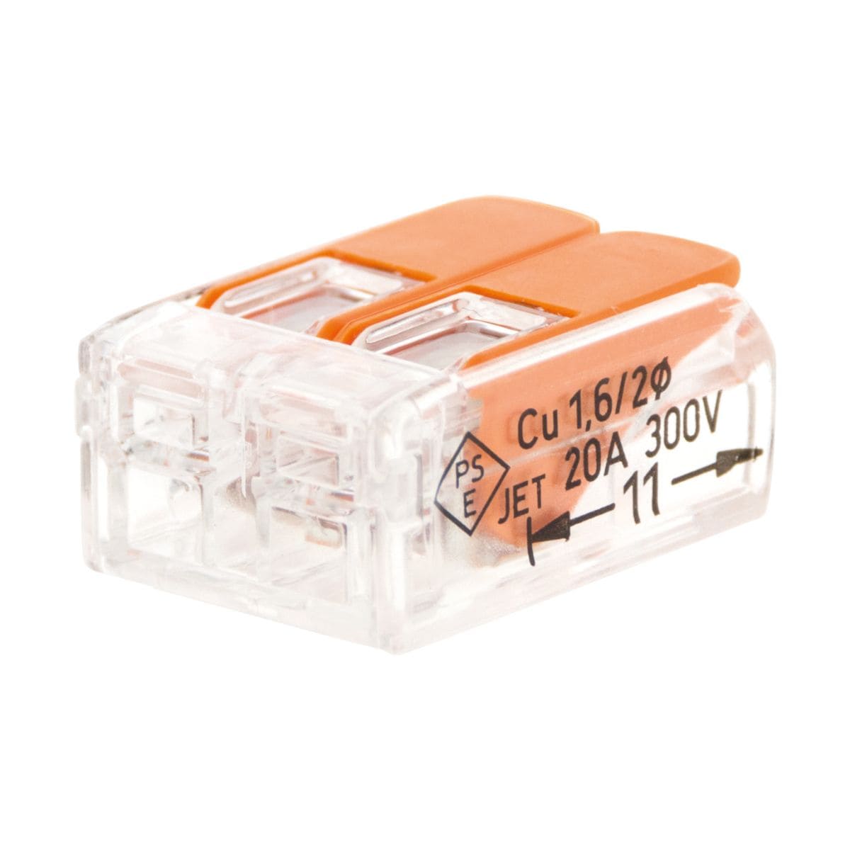 Borne de raccordement S221 Compact - Connexion rapide - 2 conducteurs avec leviers 4mm² - Orange - Wago