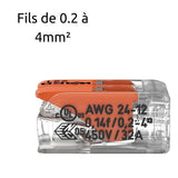 Borne de raccordement S221 Compact - Connexion rapide - 2 conducteurs avec leviers 4mm² - Orange - Wago