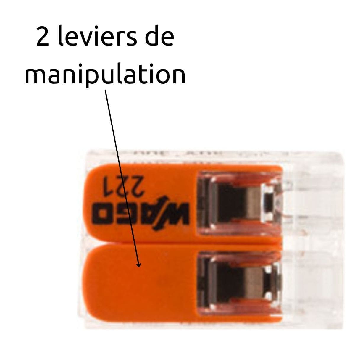 Borne de raccordement S221 Compact - Connexion rapide - 2 conducteurs avec leviers 4mm² - Orange - Wago