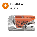 Borne de raccordement S221 Compact - Connexion rapide - 2 conducteurs avec leviers 4mm² - Orange - Wago