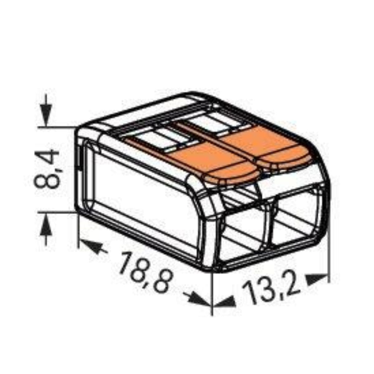 Borne de raccordement S221 Compact - Connexion rapide - 2 conducteurs avec leviers 4mm² - Orange - Wago