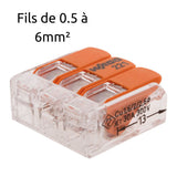 Lot de 3/5 bornes de raccordement S221 - 2/3/5 conducteurs leviers 6mm² - Wago