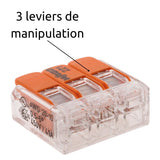 Lot de 3/5 bornes de raccordement S221 - 2/3/5 conducteurs leviers 6mm² - Wago