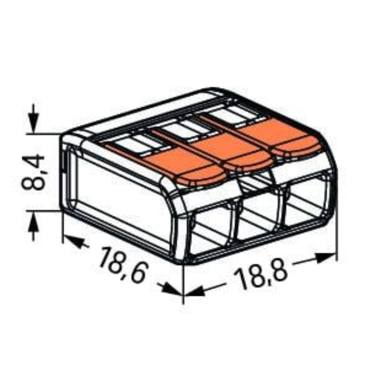 Lot de 3/5 bornes de raccordement S221 - 2/3/5 conducteurs leviers 6mm² - Wago