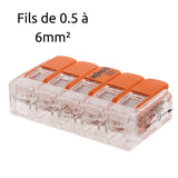 Lot de 3/5 bornes de raccordement S221 - 2/3/5 conducteurs leviers 6mm² - Wago