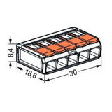 Lot de 3/5 bornes de raccordement S221 - 2/3/5 conducteurs leviers 6mm² - Wago