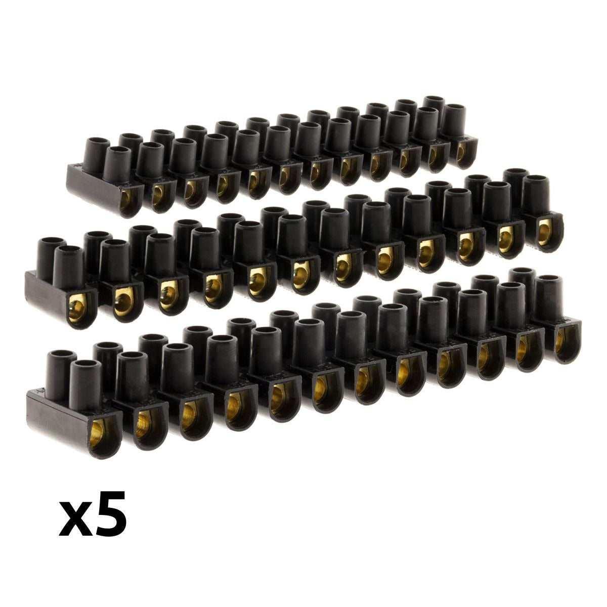 Lot 5 barrettes 3x6mm² + 2x10mm² - Noir - Zenitech