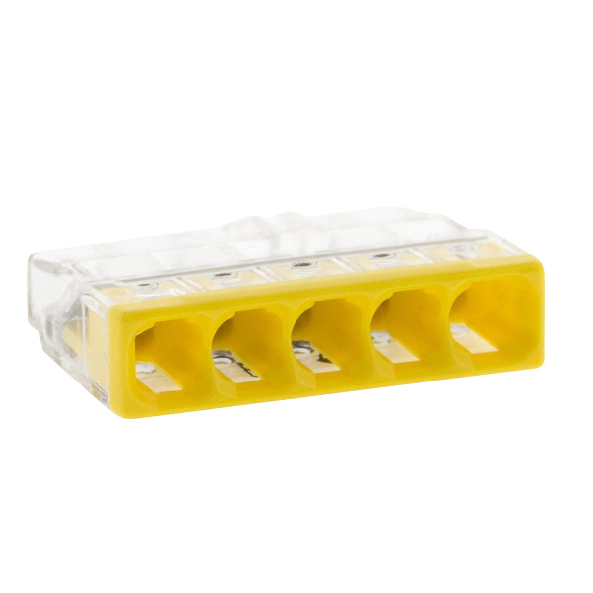 Lot de 50 bornes S2273 - Connexion rapide - 5 conducteurs - fils rigides 2,5mm² - Jaune - Wago