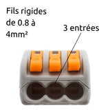 Lot de 30/50 bornes automatiques à cliquet S222 - 2/3/5 entrées  4mm² - Wago