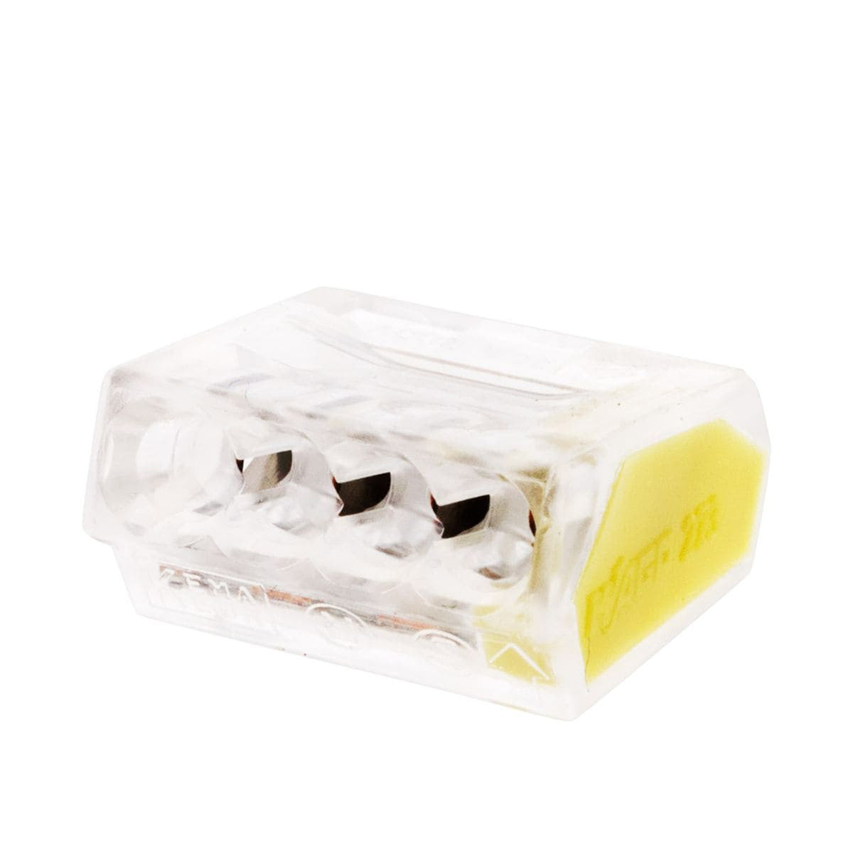 Lot de 10 bornes S2273 - Connexion rapide - 4 conducteurs - fils rigides 2,5mm² - Jaune - Wago