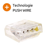 Lot de 10 bornes S2273 - Connexion rapide - 4 conducteurs - fils rigides 2,5mm² - Jaune - Wago