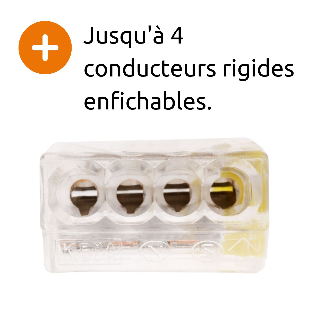 Lot de 10 bornes S2273 - Connexion rapide - 4 conducteurs - fils rigides 2,5mm² - Jaune - Wago