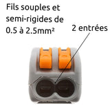 Bornes automatiques à cliquet S222 - fils rigides et souples 4mm² - Wago