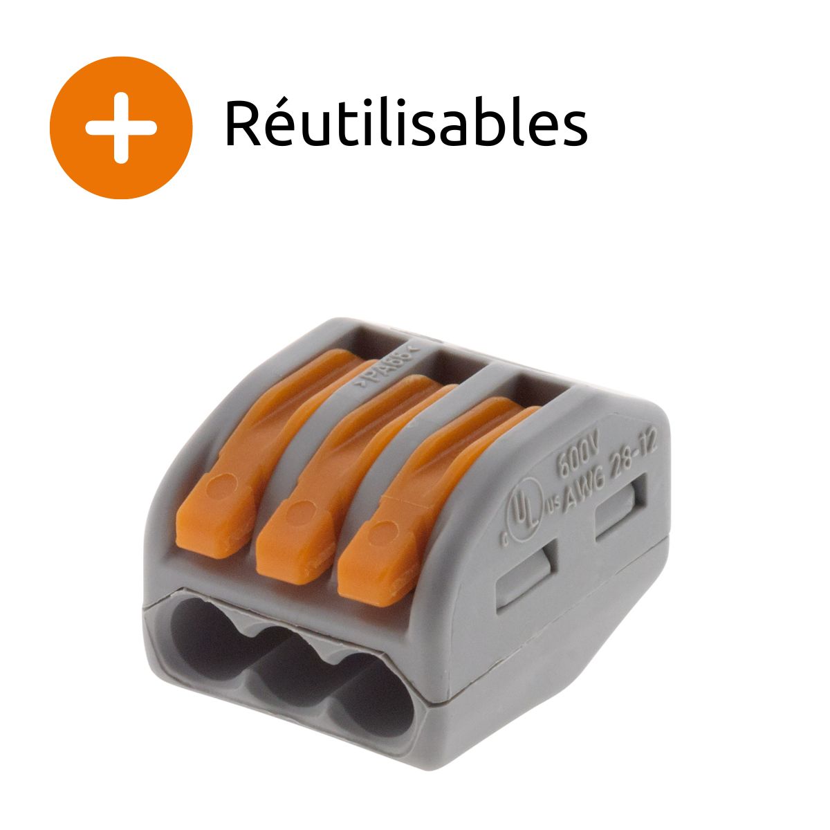 Bornes automatiques à cliquet S222 - fils rigides et souples 4mm² - Wago