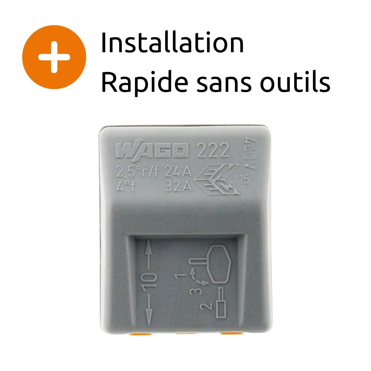 Bornes automatiques à cliquet S222 - fils rigides et souples 4mm² - Wago