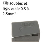 Lot de 6 bornes de service pour luminaires S224 - Conducteurs rigides 2,5mm² max - connecteurs rapides - Gris - Wago