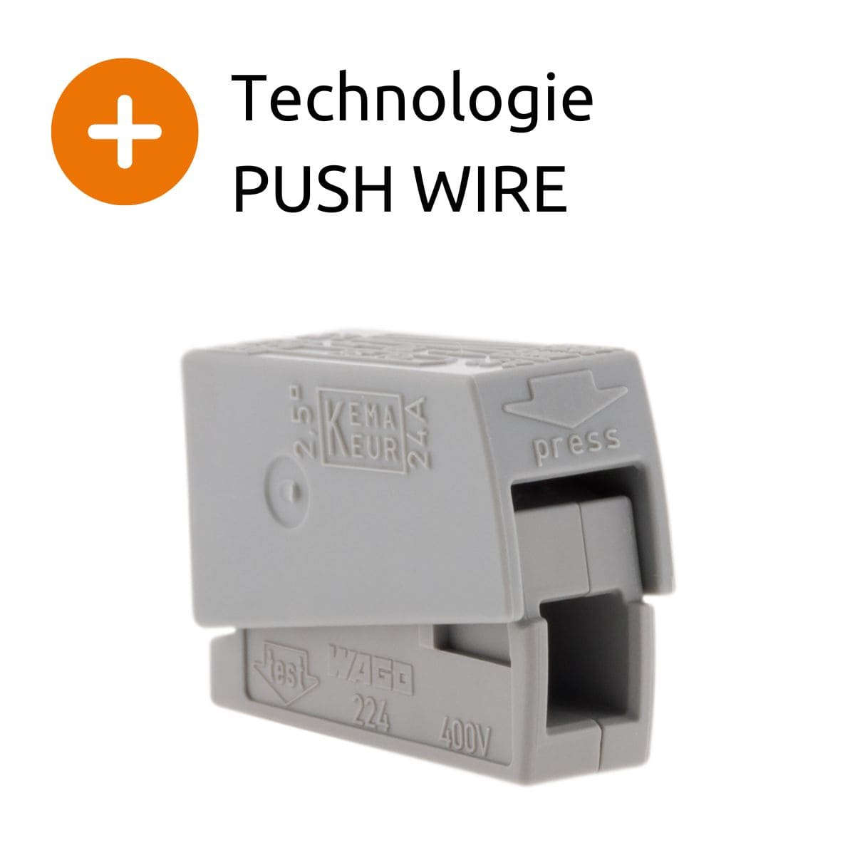 Lot de 6 bornes de service pour luminaires S224 - Conducteurs rigides 2,5mm² max - connecteurs rapides - Gris - Wago
