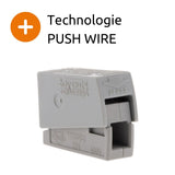 Lot de 6 bornes de service pour luminaires S224 - Conducteurs rigides 2,5mm² max - connecteurs rapides - Gris - Wago