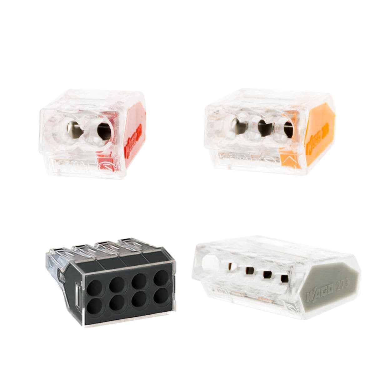 Panachage de 100 bornes S2273 - Connexion rapide - 2/3/5/8 conducteurs – fils rigides 2,5mm² - Wago