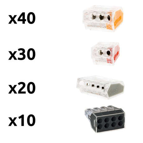 Panachage de 100 bornes S2273 - Connexion rapide - 2/3/5/8 conducteurs – fils rigides 2,5mm² - Wago